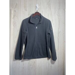 Vintage Bebe Fleece Jacket Womens small p Black Sport Track Casual Full Zip y2k